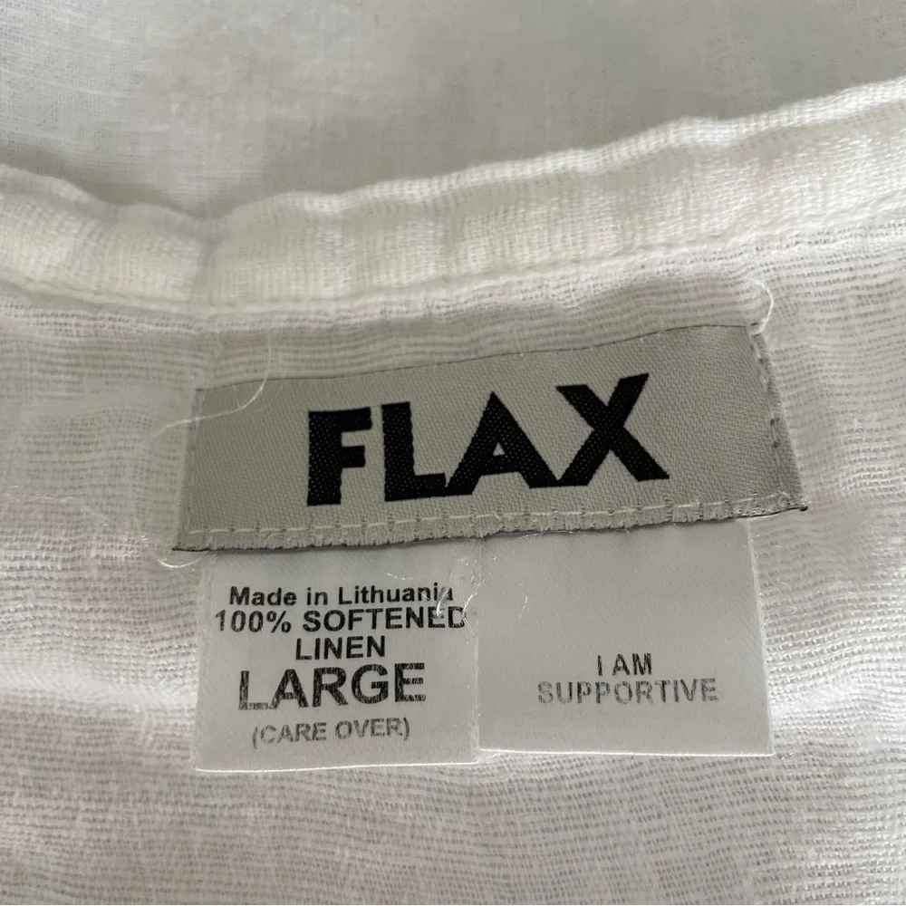 FLAX Large 100% Linen Long sleeve Shirt roll tab sleeve - Picture 3 of 9